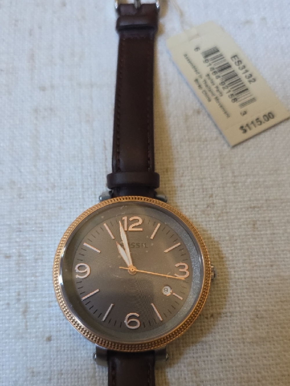Fossil Brown Leather Strap Watch with Rose-Gold Accents - Picture 3 of 5